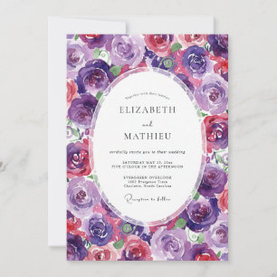 Invitation Mariage Fleur Magenta Violet