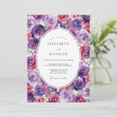 Invitation Mariage Fleur Magenta Violet (Debout devant)