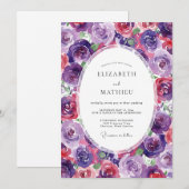 Invitation Mariage Fleur Magenta Violet (Devant / Derrière)