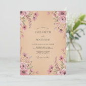 Invitation Mariage Fleur Mauve à la Douce Éclosion (Debout devant)
