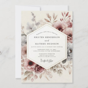 Invitation Mariage Fleur Mauve Antique
