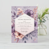 Invitation Mariage Fleur Mauve Aquarelle (Debout devant)