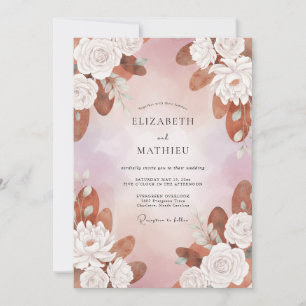 Invitation Mariage Fleur Mauve Cuivre