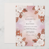 Invitation Mariage Fleur Mauve Cuivre (Devant / Derrière)