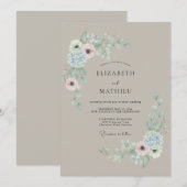 Invitation Mariage Fleur Mauve Délicate (Devant / Derrière)