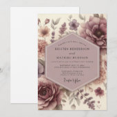 Invitation Mariage Fleur Mauve en Fleur (Devant / Derrière)