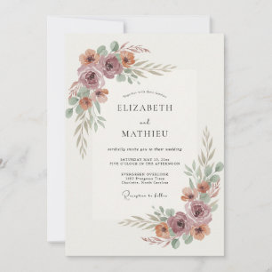 Invitation Mariage Fleur Mauve Éthérée