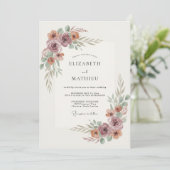 Invitation Mariage Fleur Mauve Éthérée (Debout devant)