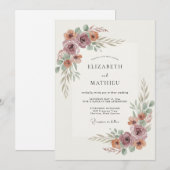 Invitation Mariage Fleur Mauve Éthérée (Devant / Derrière)