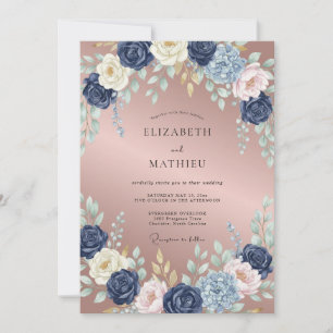 Invitation Mariage Fleur Mauve Indigo
