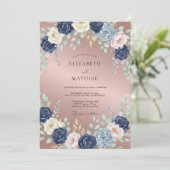 Invitation Mariage Fleur Mauve Indigo (Debout devant)