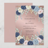 Invitation Mariage Fleur Mauve Indigo (Devant / Derrière)