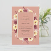 Invitation Mariage Fleur Mauve Jaune (Debout devant)