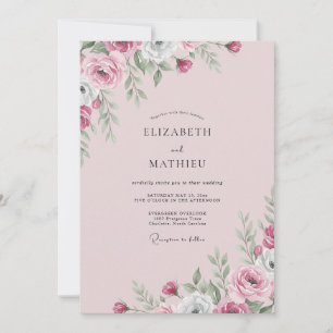 Invitation Mariage Fleur Mauve Magenta