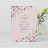 Invitation Mariage Fleur Mauve Magenta (Debout devant)
