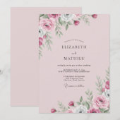 Invitation Mariage Fleur Mauve Magenta (Devant / Derrière)