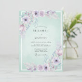 Invitation Mariage Fleur Mauve Mousse de Mer (Debout devant)