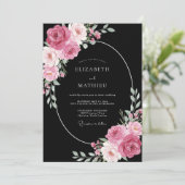 Invitation Mariage Fleur Mauve Noir (Debout devant)