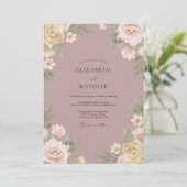 Invitation Mariage Fleur Mauve Peinte (Debout devant)