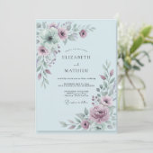 Invitation Mariage Fleur Mauve Poudrée (Debout devant)