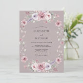 Invitation Mariage Fleur Mauve Poussiéreuse (Debout devant)