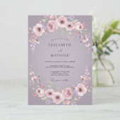 Invitation Mariage Fleur Mauve Poussiéreuse (Debout devant)