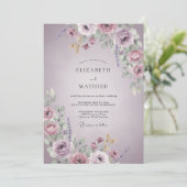 Invitation Mariage Fleur Mauve Romantique (Debout devant)