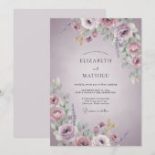 Invitation Mariage Fleur Mauve Romantique (Devant / Derrière)