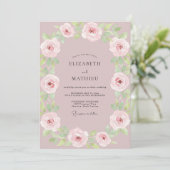 Invitation Mariage Fleur Mauve Rose (Debout devant)