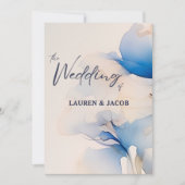 Invitation Mariage Fleur Moderne Bleue (Devant)