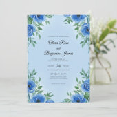 Invitation Mariage Fleur Moderne d'Azure (Debout devant)