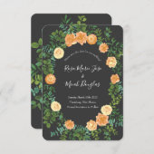 Invitation Mariage Fleur Moderne Gris foncé pêche (Devant / Derrière)