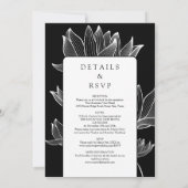 Invitation Mariage Fleur Moderne Noir Et Blanc Tout En Un (Dos)