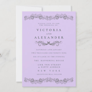 Invitation Mariage Fleur Noir Violet Pâle À Tout Moment