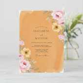 Invitation Mariage Fleur Ochre (Debout devant)