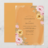 Invitation Mariage Fleur Ochre (Devant / Derrière)