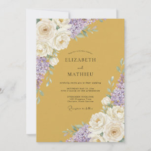 Invitation Mariage Fleur Ochre Améthyste