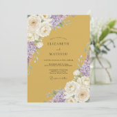 Invitation Mariage Fleur Ochre Améthyste (Debout devant)