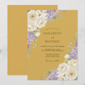 Invitation Mariage Fleur Ochre Améthyste (Devant / Derrière)