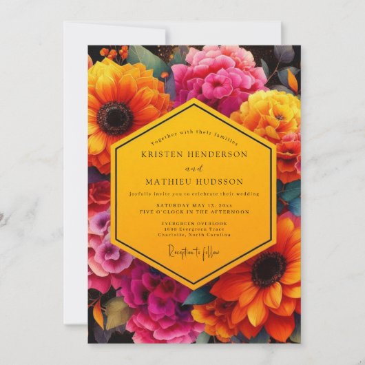 Invitation Mariage Fleur Ochre en Fleur (Devant)