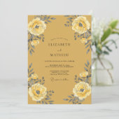 Invitation Mariage Fleur Ochre Peinte (Debout devant)