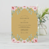 Invitation Mariage Fleur Ochre Rose (Debout devant)