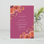 Invitation Mariage Fleur Opulente de Prune (Debout devant)
