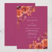Invitation Mariage Fleur Opulente de Prune (Devant / Derrière)