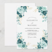 Invitation Mariage Fleur Opulente de Teal (Devant / Derrière)