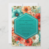 Invitation Mariage Fleur Opulente Florale Sarcelle (Devant)