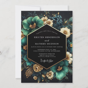 Invitation Mariage Fleur Opulente Florale Sarcelle