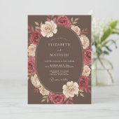 Invitation Mariage Fleur Opulente Marron (Debout devant)
