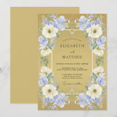 Invitation Mariage Fleur Opulente Pervenche (Devant / Derrière)