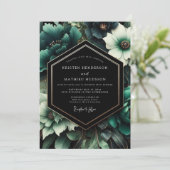 Invitation Mariage Fleur Opulente Sarcelle (Debout devant)